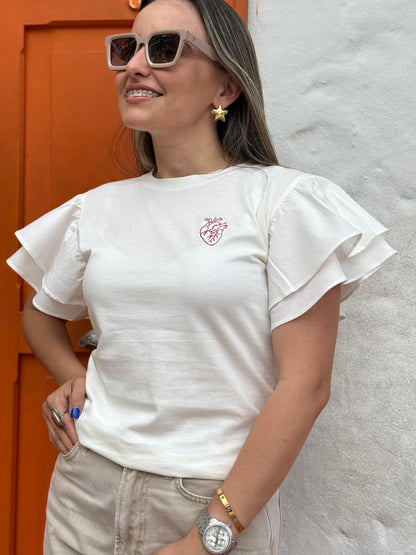 CORAZÓN ANATÓMICO CAMISETA MANGA PRINCESA BORDADA A MAQUINA