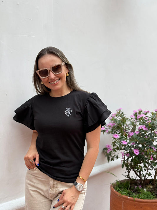 CORAZÓN ANATÓMICO CAMISETA MANGA PRINCESA BORDADA A MAQUINA
