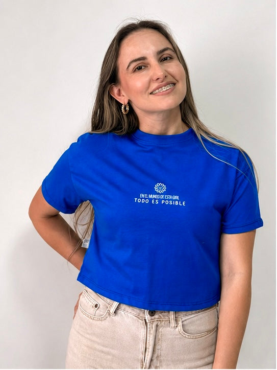 CAMISETA TIPO CROP TOP EN EL MUNDO DE ESTA GIRL TODO ES POSIBLE